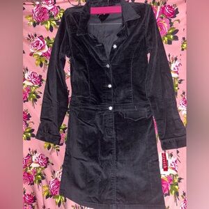 Tommy Hilfiger vintage Black velvet low waist crystal rhinestone dress y2k 90’s